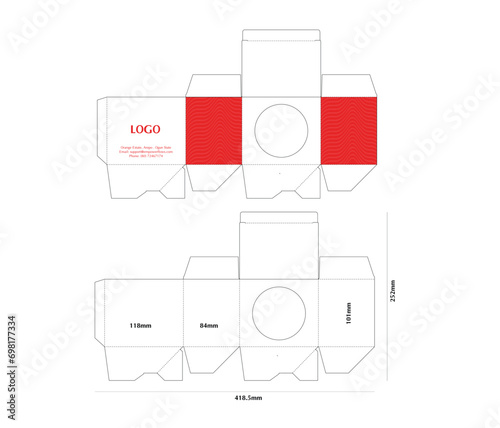 mug box packaging template flat die cut sketch.