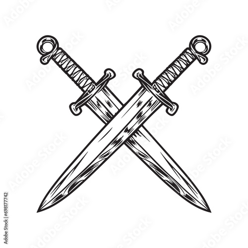 Medieval Vector Icons Thin Line Silhouettes of Military Weapons and Armor for Graphic Design