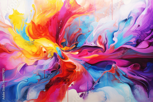 Abstract mixed colors paint flow background. Wavy vibrant wallpaper