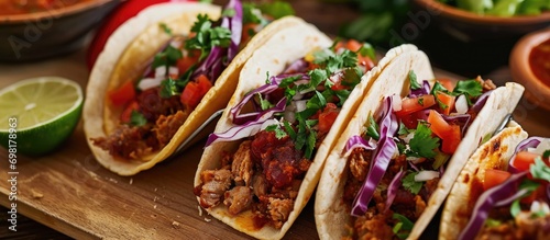 Tacos from Mexico, with seasoned meat. photo