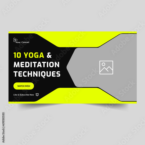 Vector illustration video thumbnail banner design for fitness training, yoga tips and tricks video cover banner design, fully customizable vector eps 10 file format