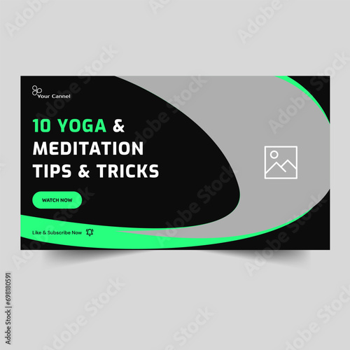 Creative video thumbnail banner design for yoga and fitness body tips and tricks, fully editable vector eps 10 file format