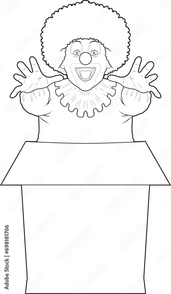 Fototapeta premium Clown Halloween Box Vector Graphic Art Illustration