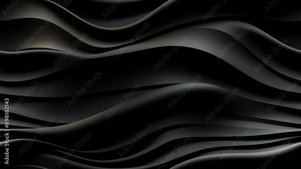 Obraz premium Black gypsum interior seamless background, line wave wall in a retro style