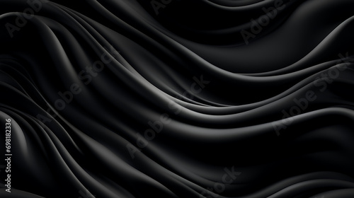 Black fabric textiles, silk seamless background, classic line wave