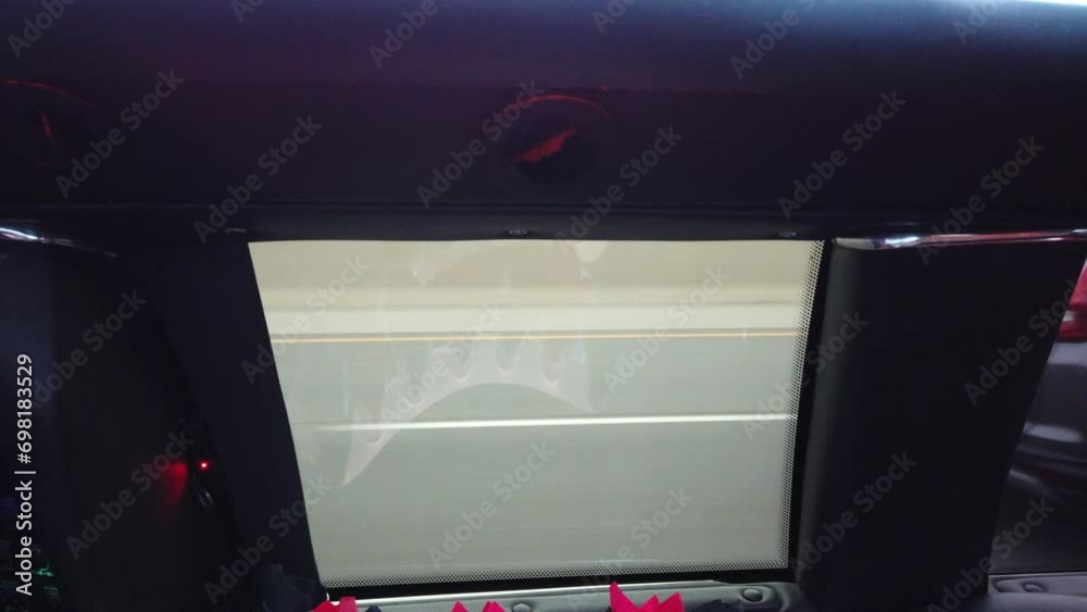 Limousine Side Window View On Highway As Car Passes By Limousine Side Window View On Highway As Car Passes By