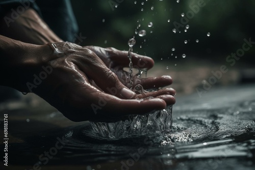 A distinctive portrayal of safeguarding water. Generative AI photo