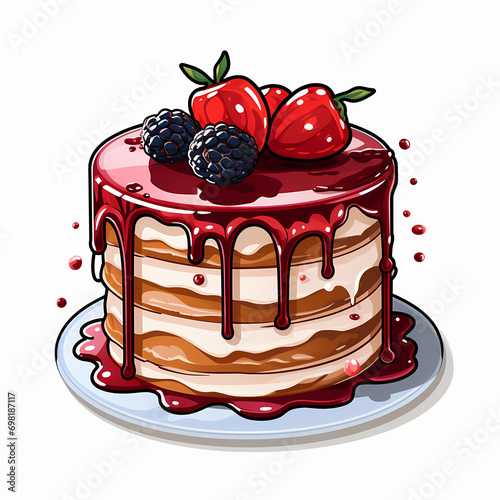 Birthday sweet cake. Pop art retro comic book vintage illustration. Sweet food cupcake. © bravissimos