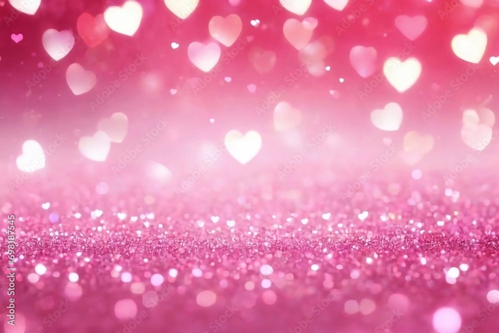 Valentine's day background with bokeh lights and hearts