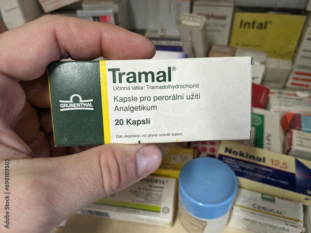 Prague,Czech republicDecember 1 2023 TRAMAL pain killer medication