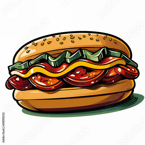 Burger fast food. Pop art r...