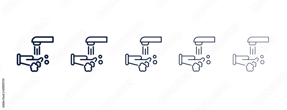 hand wash outline icon. Black, bold, regular, thin, light icon from cleaning collection. Editable vector isolated on white background - obrazy, fototapety, plakaty 