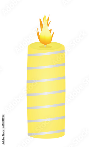 Yellow  xmas candle. vector illustration
