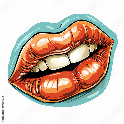 Lips, teeth and mouth in po...