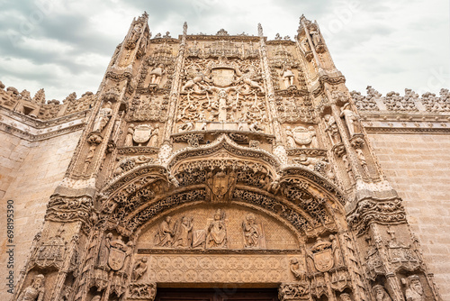 Doorway of the impressive church of San Pablo in the historic center of Valladolid, Spain.