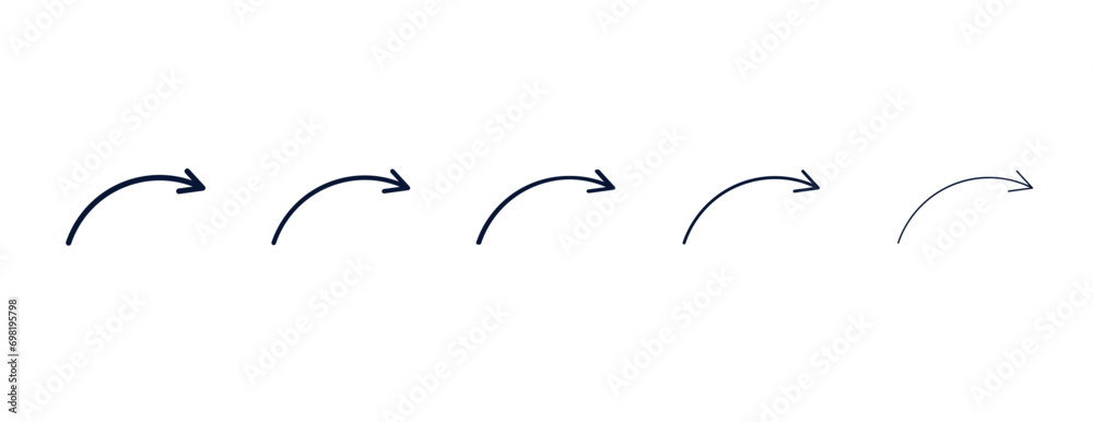 curve right arrow outline icon. Black, bold, regular, thin, light icon ...