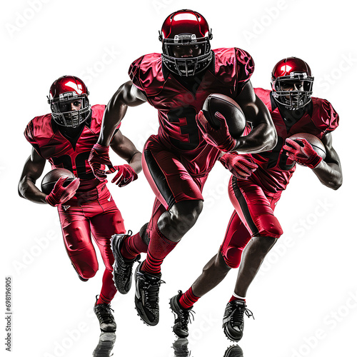 Action of American football athletes on transparent background PNG