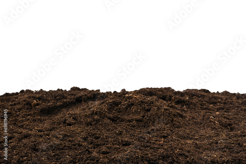 Soil for plant isolated on white background. photo