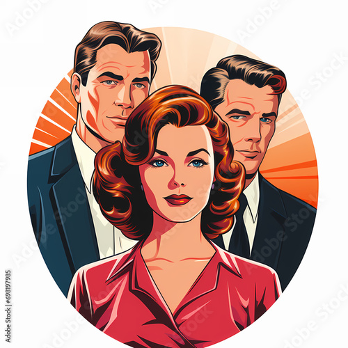 Group of people in retro vi...