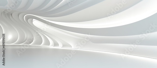 3D geometric abstract wave futuristic light white background. 3d tunnel background. Halway background. alleyway background. photo