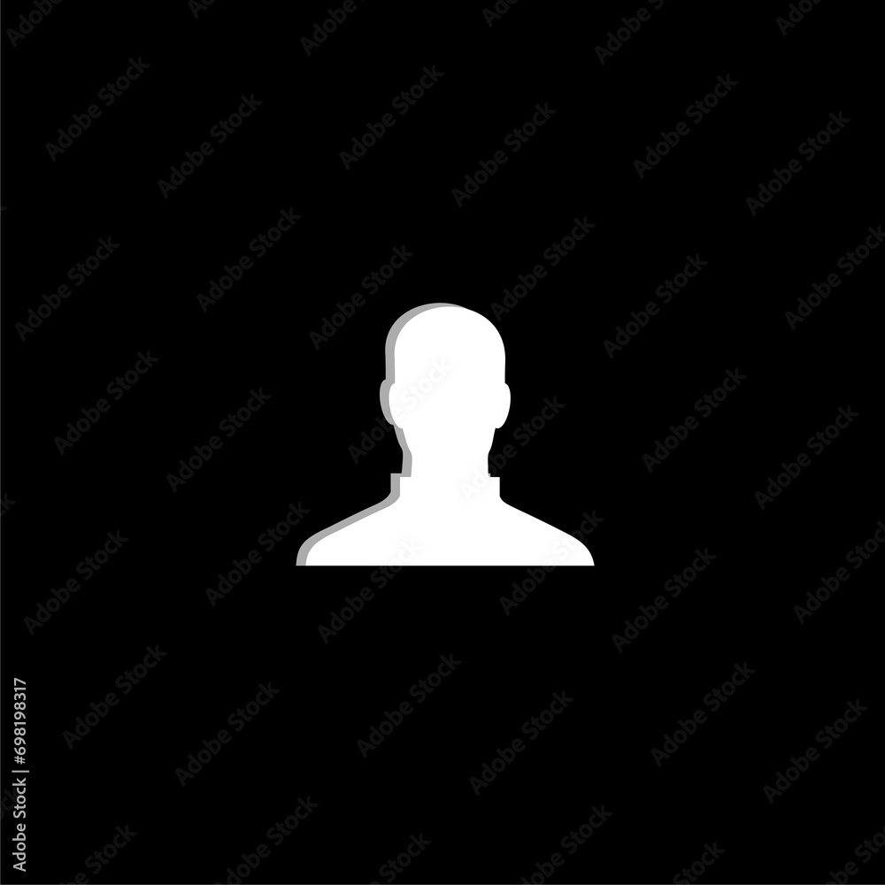 Male face silhouette or icon isolated on black background. Male face silhouette or icon isolated on black background.