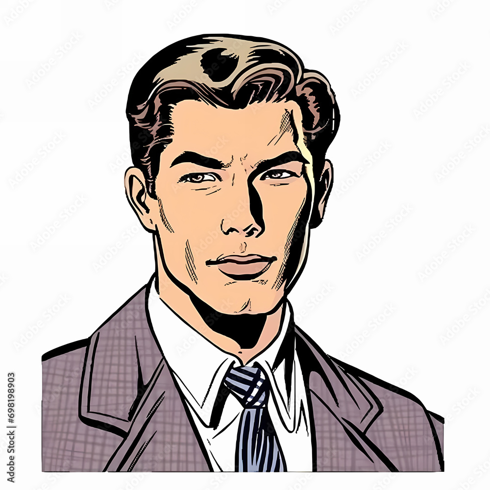 Man face in retro style pop art. Comic book cartoon portrait Man face in retro style pop art. Comic book cartoon portrait