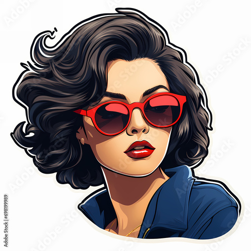 Woan face in retro style po...