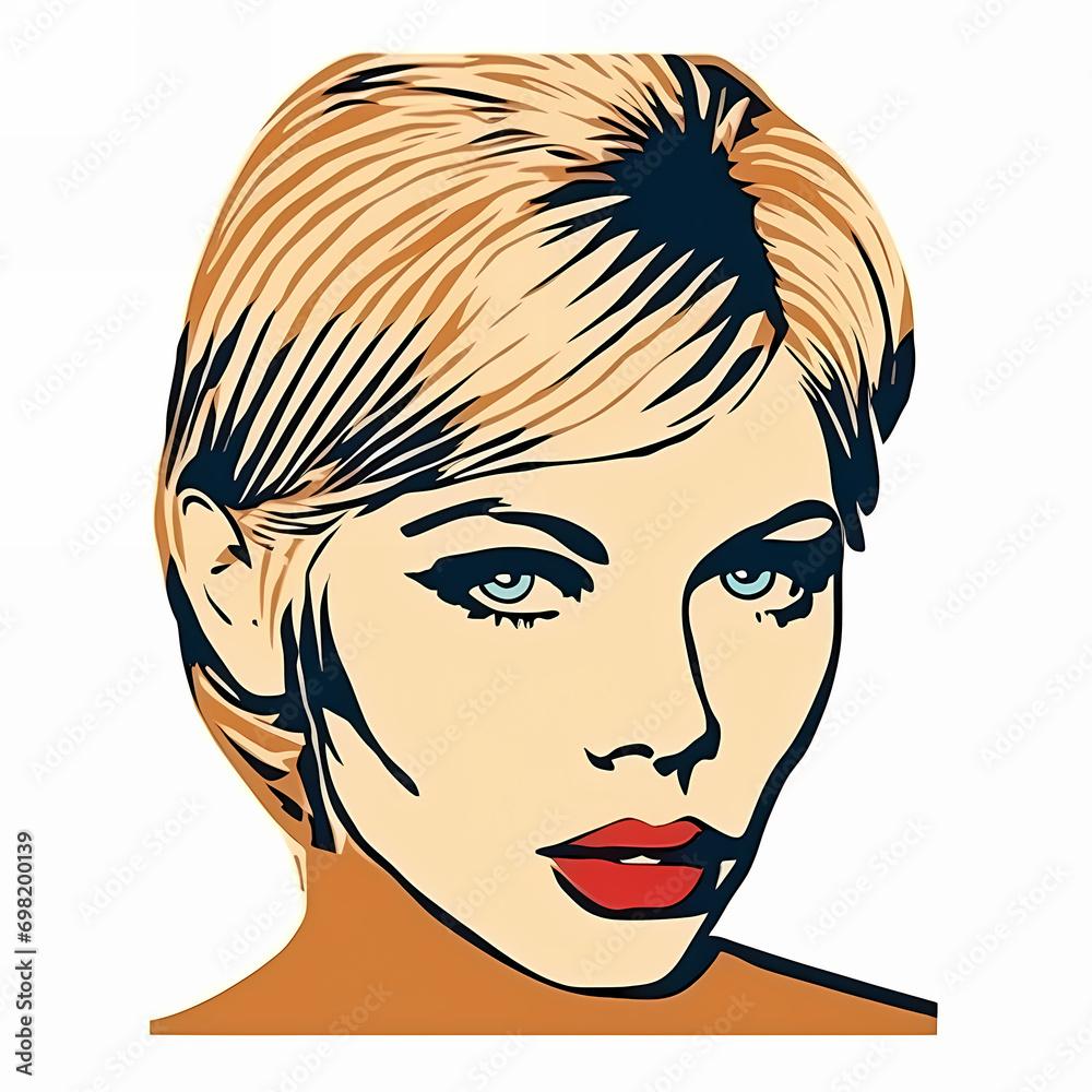 Woan face in retro style pop art. Comic book cartoon portrait Woan face in retro style pop art. Comic book cartoon portrait