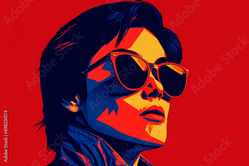Woan face in retro style po...