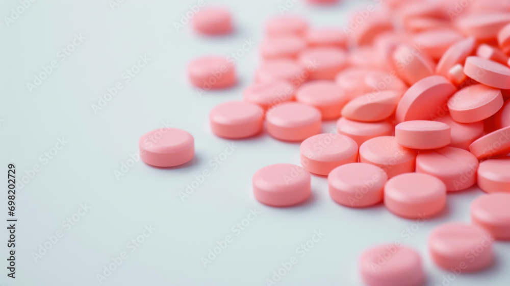 Heap of ecstasy, MDMA drug pills, close-up Heap of ecstasy, MDMA drug pills, close-up