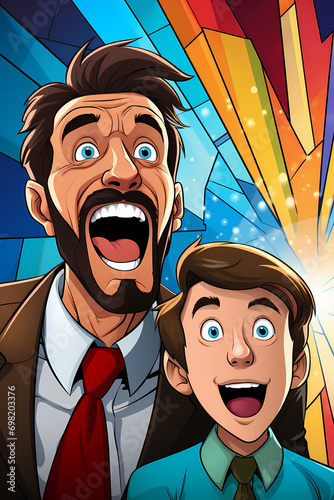 Happy family pop art modern...
