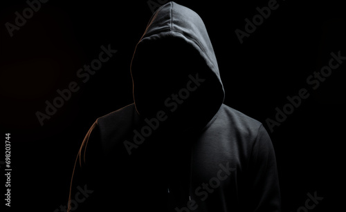Shadowed Cyberspace: Hacker Silhouette in the Dark Abyss