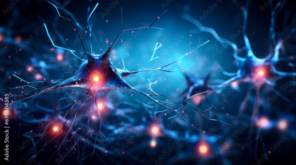 Abstract image of brain cells - process of thinking concept - obrazy, fototapety, plakaty 