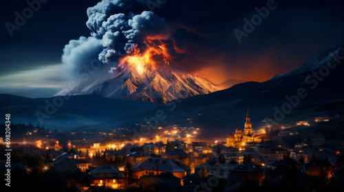 Huge volcano eruption, city is in danger