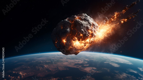 Asteroid entering Earth's atmosphere, catastrophic event