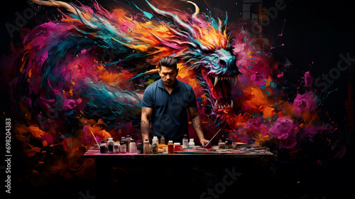 Painter and his dragon art © Kondor83