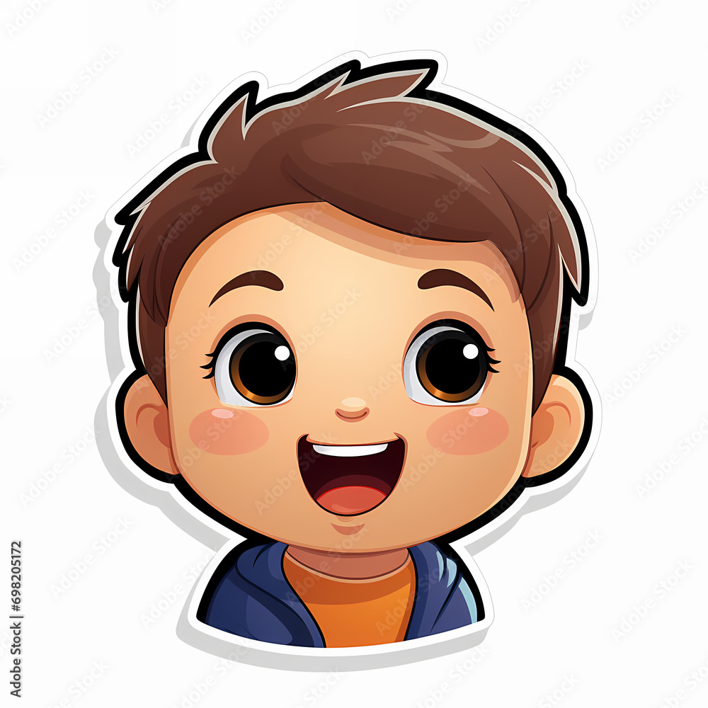 Wow pop art boy. little surprised guy with open smile with wow. Illustration in modern comic style. Colorful pop art