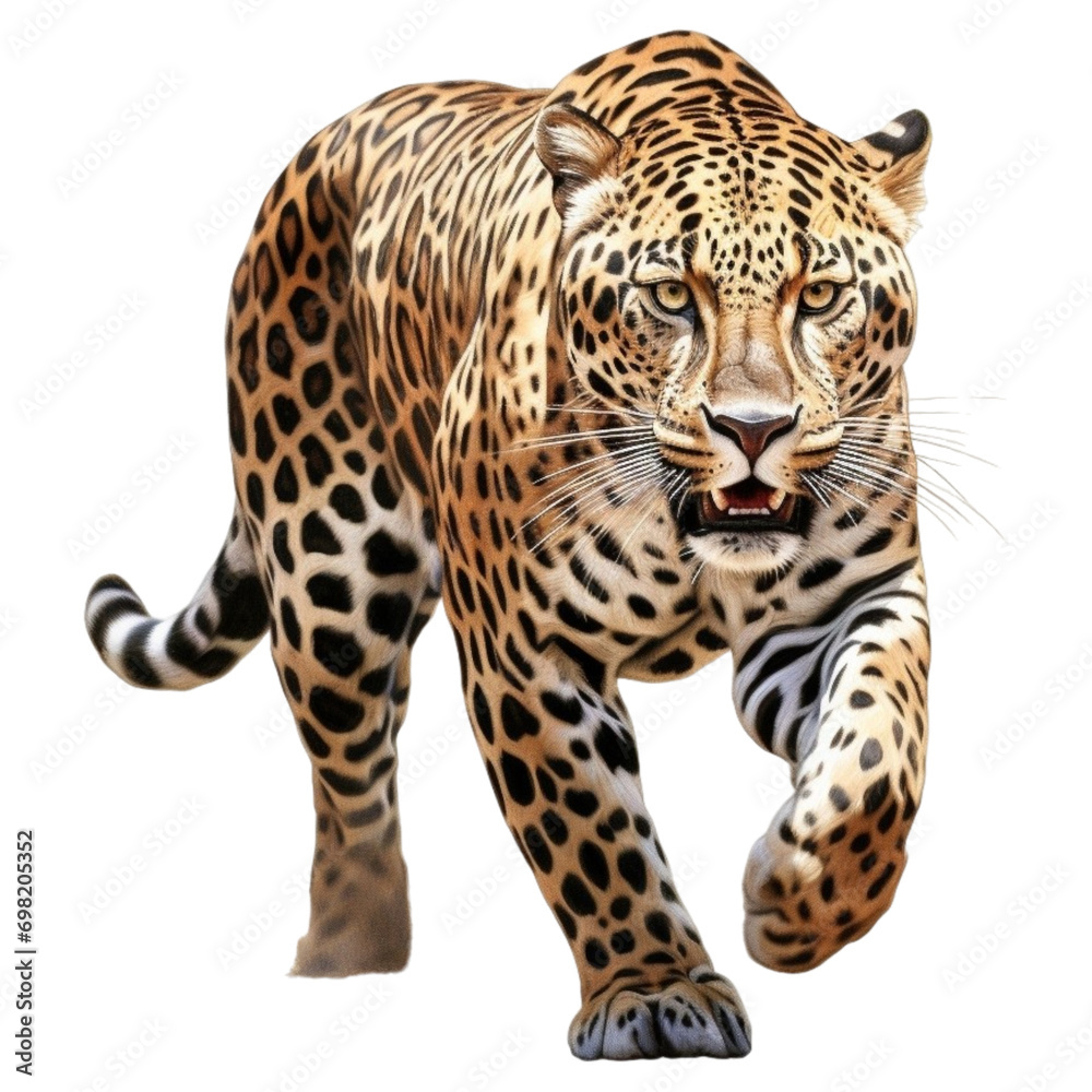 Naklejka premium Leopard panther running image on a transparent background