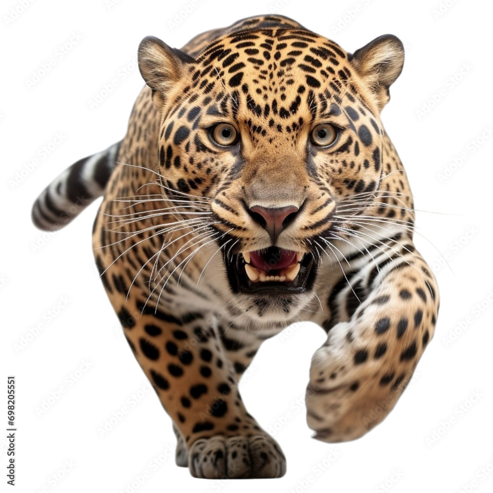 Obraz premium Leopard panther running image on a transparent background