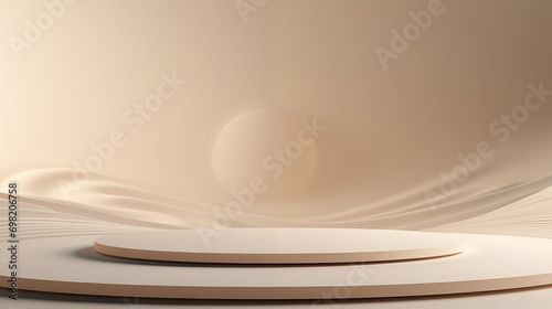 Alabaster Elegance: Product Podium with Geometric Wave Patterns in Soft Beige Tones