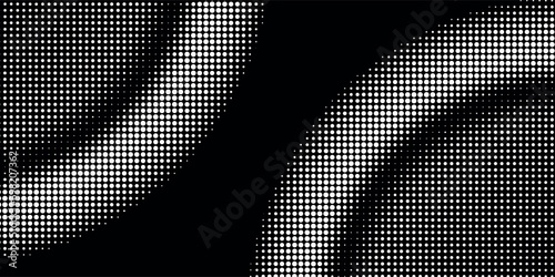 Halftone faded gradient texture. Grunge halftone grit background. White and black sand noise wallpaper. Retro pixilated vector
