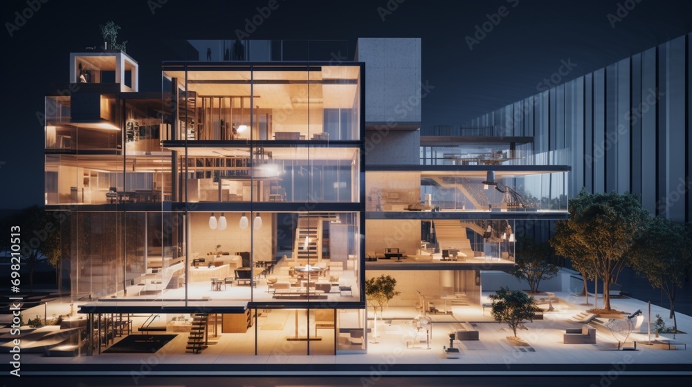 A lifelike AI-generated architectural model, demonstrating the precision and detail achieved through AI-assisted 3D modeling.