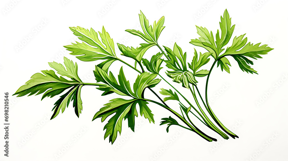 Fototapeta premium Fresh Green Lovage on White Background