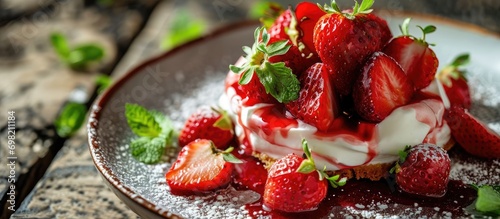 Obraz  z motywem strawberry dessert
