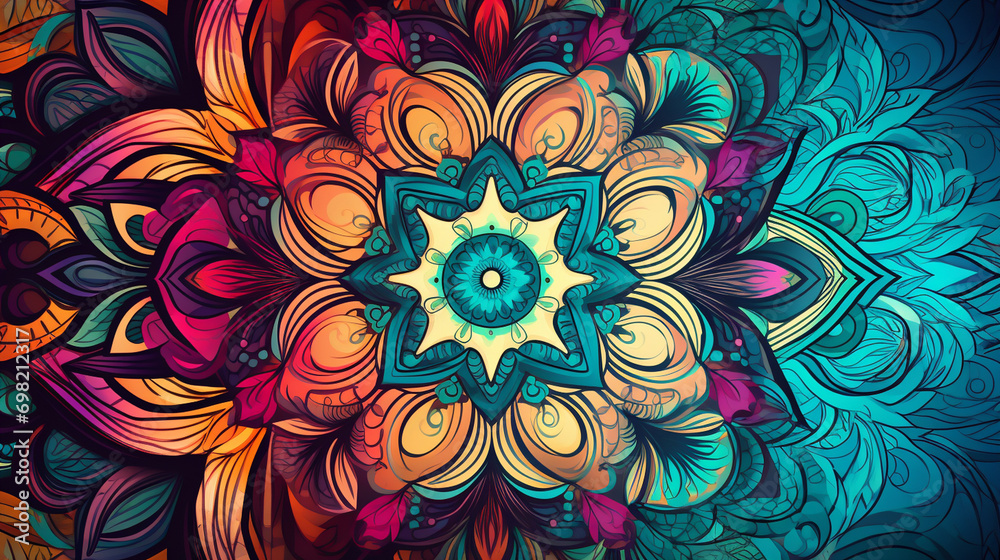 Vector Graphic of Colorful Mandala Patterns in Intricate Detail, Perfect for a Bohemian Background, Colorful Background Images