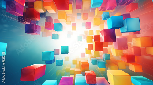 Abstract Vector Background with Colorful Cubes Floating in a Playful and Surreal Composition, Colorful Background Images