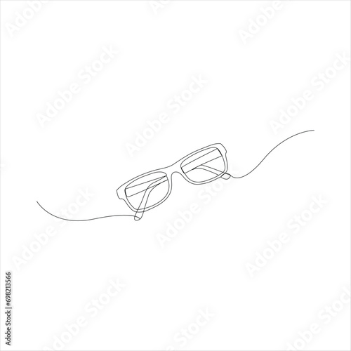 Glasses single continuous line art drawing vector. One line Glasses vector background. Protection eye from sun. Vector illustration
