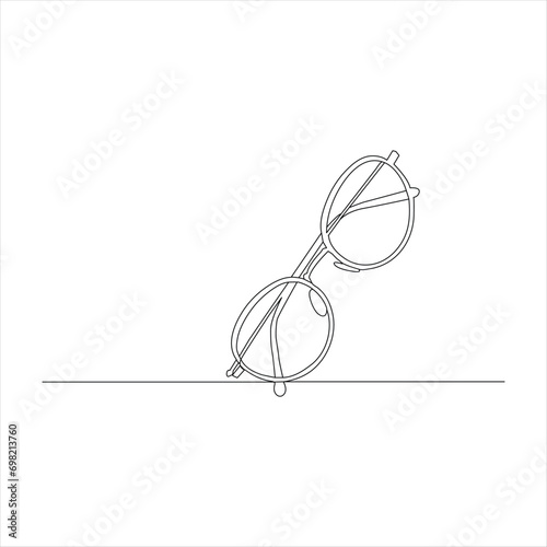 Glasses single continuous line art drawing vector. One line Glasses vector background. Protection eye from sun. Vector illustration
