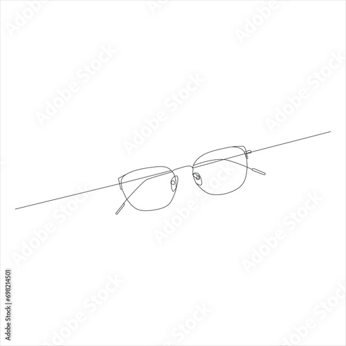 Glasses single continuous line art drawing vector. One line Glasses vector background. Protection eye from sun. Vector illustration
