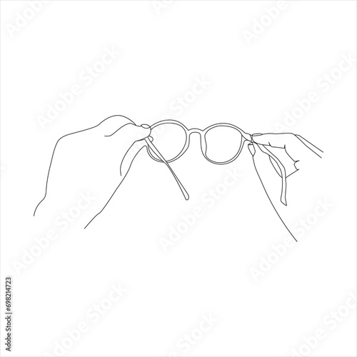 Glasses single continuous line art drawing vector. One line Glasses vector background. Protection eye from sun. Vector illustration
